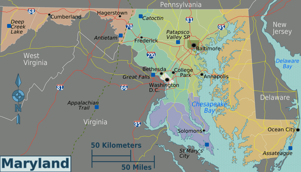 Map of Maven service areas across Maryland and Northern Virginia
